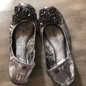 Tory Burch Pewter Flats Size 9.5